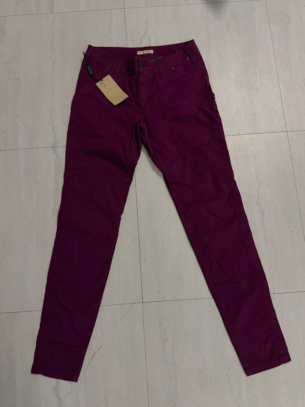 Burberry Brit Women's Slim Fit Casual Trousers in Plum